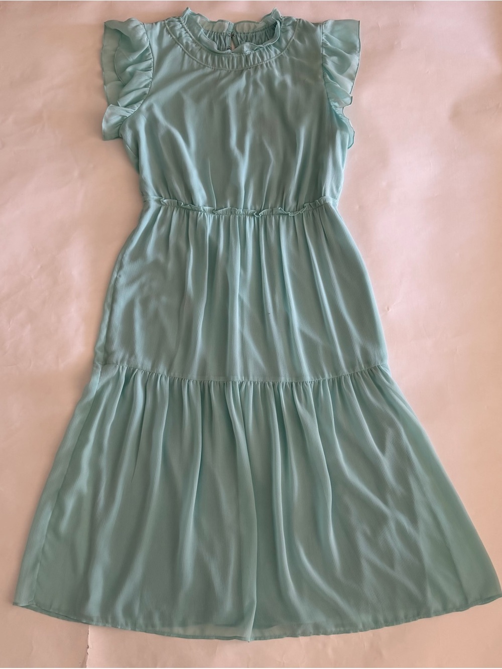 Dkny Light Aqua Soft Flowing Elegant Midi Dress